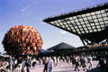 Canadian Pavilion with orange People Tree & Katimavik inverted pyramid at Expo 67. Montreal, QC.