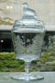 "Deer & Dog" covered glass sugar jar attrib. Burlington Glass Works of Hamilton, ON at Montreal Museum of Fine Arts. Montreal, QC.