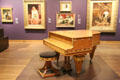 Romantic paintings gallery with piano & stool by Paul Follot from France at Montreal Museum of Fine Arts. Montreal, QC.