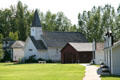 West Prairie Lutheran Church & other heritage prairie buildings at Doc's Town. Swift Current, SK.
