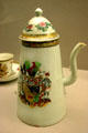 Porcelain coffee pot from Jingdezhen, China at Ariana Museum. Geneva, Switzerland.