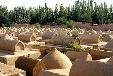 Modern cemetery next to muslim Abakh Hoja Tomb in Kashgar. China.