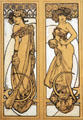 Design of Two Standing Women for decorative document by Alphonse Mucha at Mucha Museum. Prague, Czech Republic.