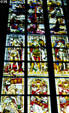 Stained glass windows of Cologne Cathedral showing Germanic knights. Köln, Germany.