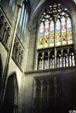 Stained glass windows of Cathedral transept showing old Testament figures. Köln, Germany.