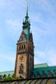 Clock tower of Hamburg City Hall. Hamburg, Germany.