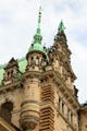 Ornate architectural details on Hamburg City Hall. Hamburg, Germany.