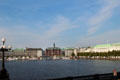 Hamburg city center as seen across Lake Alster. Hamburg, Germany.