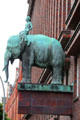 Elephant rider figure on DAG House by Ludwig Kunstmann. Hamburg, Germany.