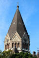 Tower of Russian Orthodox Church of St. John of Kronstadt near Old Botanical Garden. Hamburg, Germany.