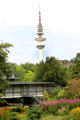 Heinrich Hertz TV Tower over Planten un Blomen park. Hamburg, Germany.