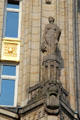 Statue on Deutsche Bank building at Mönckebergstraße U-Bahn station. Hamburg, Germany.