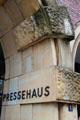 "Pressehaus" sign on entrance to "Die Zeit" newspaper building. Hamburg, Germany.