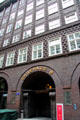 Chilehaus entrance archway. Hamburg, Germany.