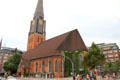 St. Jacobi Church , ancient church re-built with modern spire after severe damage during WWII. Hamburg, Germany