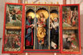 Triptych altar focusing on Virgin & Child in St. Jacobi Church. Hamburg, Germany.