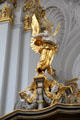 Angel of Annunciation crowning baroque pulpit by Otto Lessing at St Michael's Church. Hamburg, Germany.