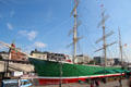 Three-masted barque museum sailing ship, the Rickmer Rickmers. Hamburg, Germany.