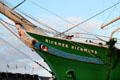 Figurehead on prow of Rickmer Rickmers museum sailing ship. Hamburg, Germany.