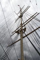 Masts of Rickmer Rickmers museum sailing ship as seen from deck. Hamburg, Germany.
