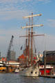 Windjammer Mare Frisium, three masted schooner, used for events and multi-day passenger excursions. Hamburg, Germany.