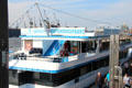 Tour boat discharging passengers. Hamburg, Germany.