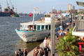 St. Pauli Pier, a major entertainment & tour boat area on Elbe River. Hamburg, Germany