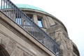 Detail of carvings on domed building at St. Pauli Pier. Hamburg, Germany.