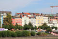 Colorful shoreline residential buildings in Altona borough. Hamburg, Germany.