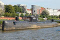 Russian submarine U-434 now a museum in Hamburg harbor near St. Pauli Fish Market. Hamburg, Germany.