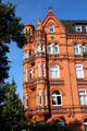 Brick Victorian revival residential buildings. Hamburg, Germany.