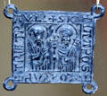 Pilgrim's badge with Sts. Peter & Paul signifying that owner had visited their tombs in Rome at Hamburg History Museum. Hamburg, Germany.