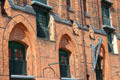 Brick Gothic arch detail of International Maritime Museum building. Hamburg, Germany.