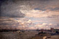 Port of Hamburg painting by Friedrich Kallmorgen at International Maritime Museum. Hamburg, Germany.