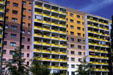 Multicolored apartment buildings south of Luisenplatz. Potsdam, Germany.