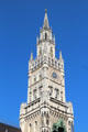 Spire of tower of Neues Rathaus. Munich, Germany.