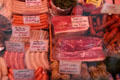 Meat selection at Viktualienmarkt. Munich, Germany.