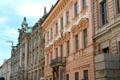 Streetscape of heritage mansions on Kardinal-Faulhaber-Straße. Munich, Germany.