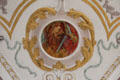 Evangelist St Mark lion symbol on ceiling painting at Bürgersaal kirche. Munich, Germany.