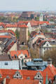 Munchen viewed to east from Rathaus tower with Isartor in center. Munich, Germany.