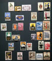 Advertising poster stamps of Jewish businesses in Munich at Jewish Museum Munich. Munich, Germany.