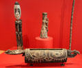 Carved drums from Sepik River of Papua New Guinea at Five Continents Museum. Munich, Germany.