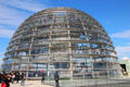 Dome with spiral walkways atop German Bundestag. Berlin, Germany.