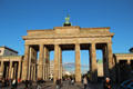 Brandenburg Gate viewed from west to Unter den Linden. Berlin, Germany.