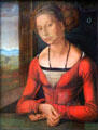 Portrait of Frau Fürleger with braided hair by Albrecht Dürer at Berlin Gemaldegalerie. Berlin, Germany.