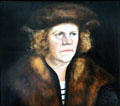 Portrait of Man with Brown Fur Hat by Lucas Cranach the Elder at Berlin Gemaldegalerie. Berlin, Germany.
