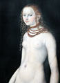 Detail of Venus & Amor painting by Lucas Cranach the Elder at Berlin Gemaldegalerie. Berlin, Germany.
