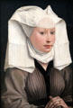 Portrait of young woman by Rogier van der Weyden at Berlin Gemaldegalerie. Berlin, Germany.