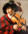 Portrait of singer with stringed instrument by Hendrick ter Brugghen at Berlin Gemaldegalerie. Berlin, Germany.