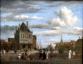 Damplatz in Amsterdam painting by Jacob van Ruysdael at Berlin Gemaldegalerie. Berlin, Germany.